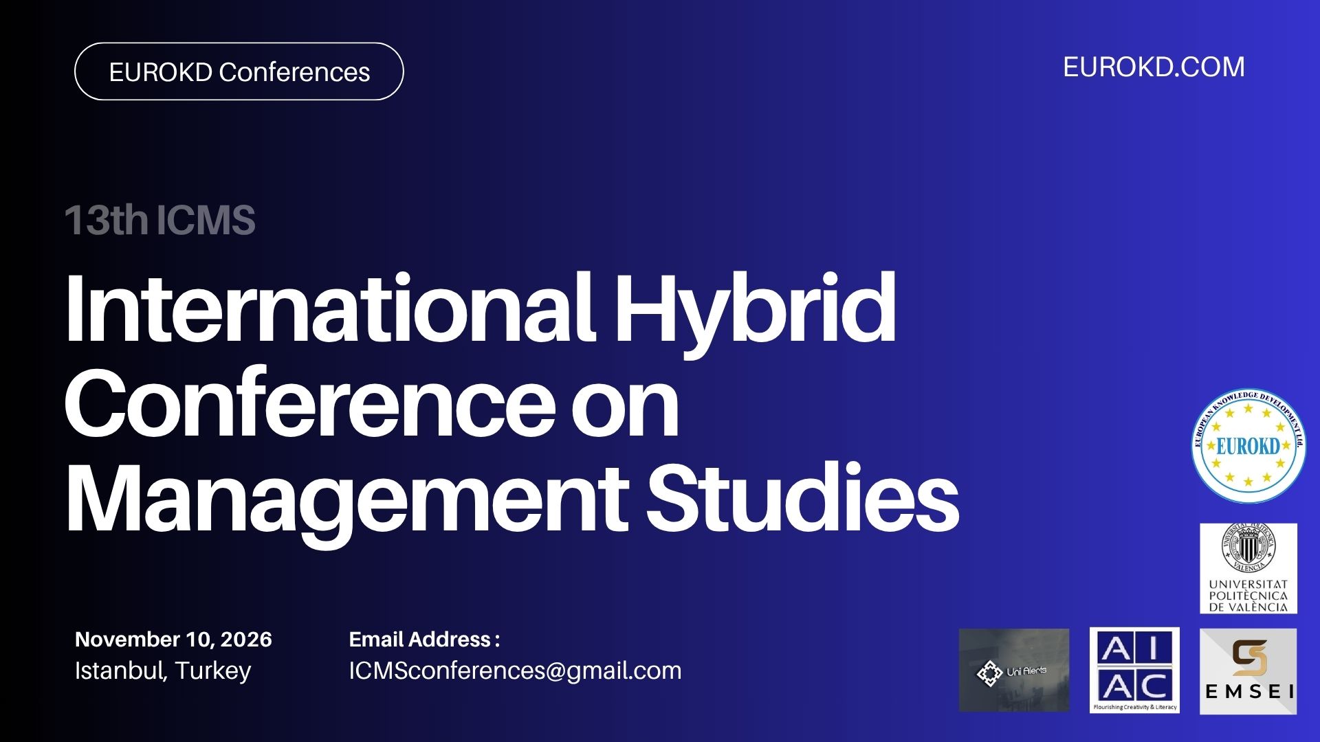 13th International Hybrid Conference on Management Studies